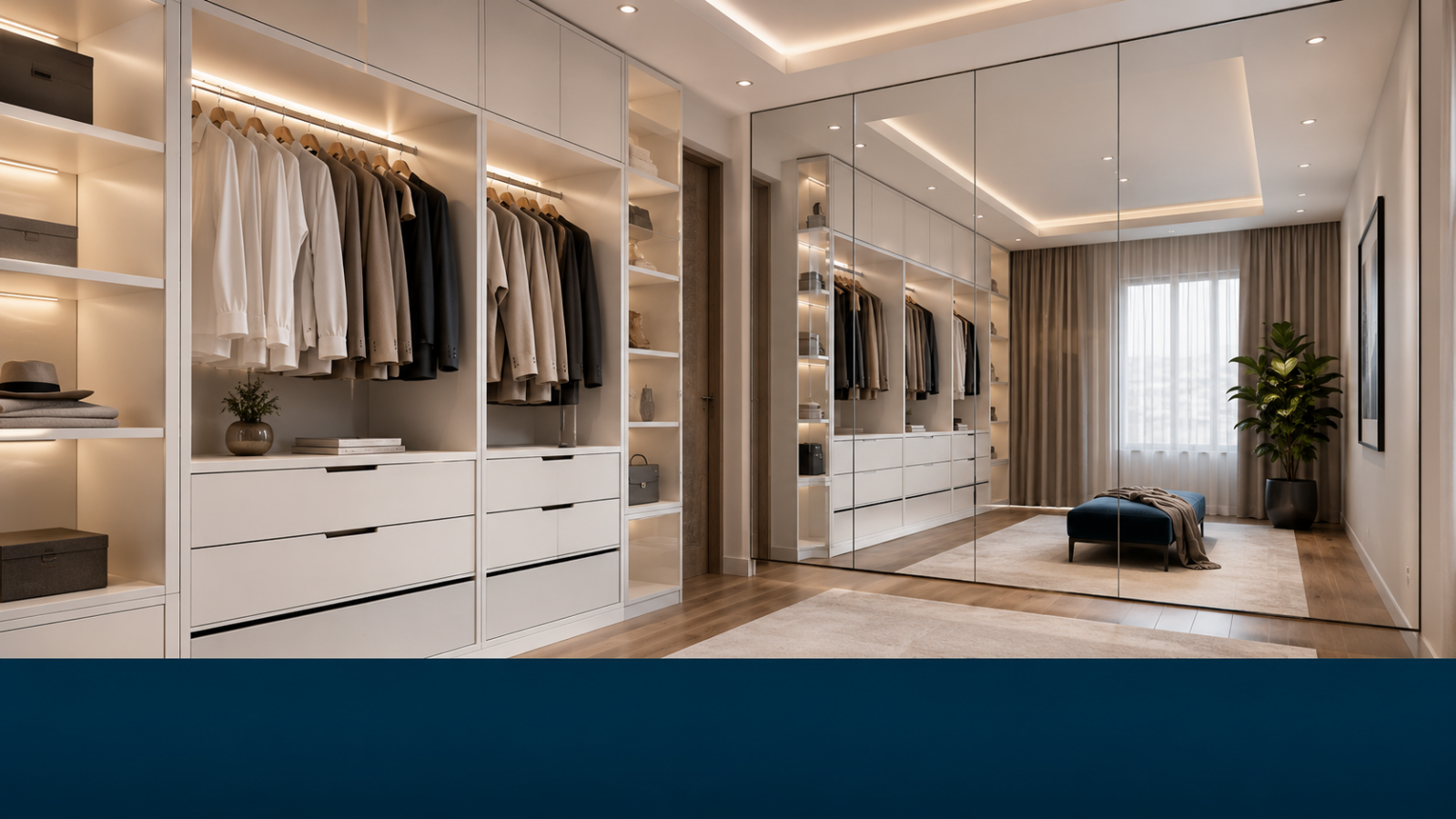 กระจกเงาติดผนังห้อง Walk-in Closet Extra Clear Mirror เงาขาวสมจริง -- SMG Glass